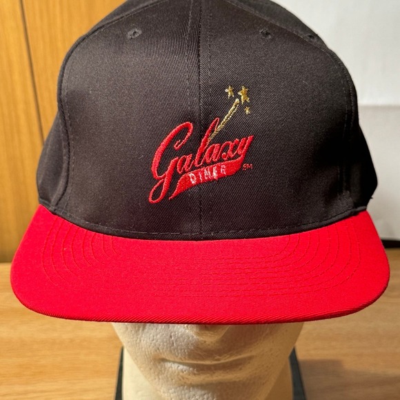 Vintage Galaxy‎ Diner Snapback Trucker Hat Black Red - Picture 1 of 8